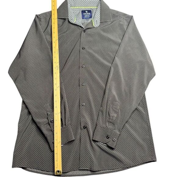 Tom Baine Slim Fit Mens XL Button Down Shirt Charcoal Diamond Pattern - Picture 7 of 9